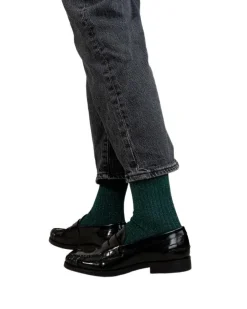 Bleu Foret Ribbed Lurex Socks