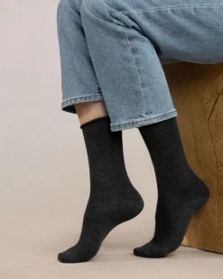 Bleu Foret Wool Socks Cotton Inside