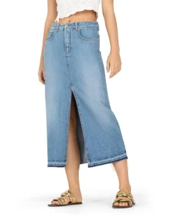 Cambio Hailey Denim Midi Skirt