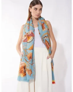 Cinzia Rocca Maxi Cotton Lilac Floral Scarf