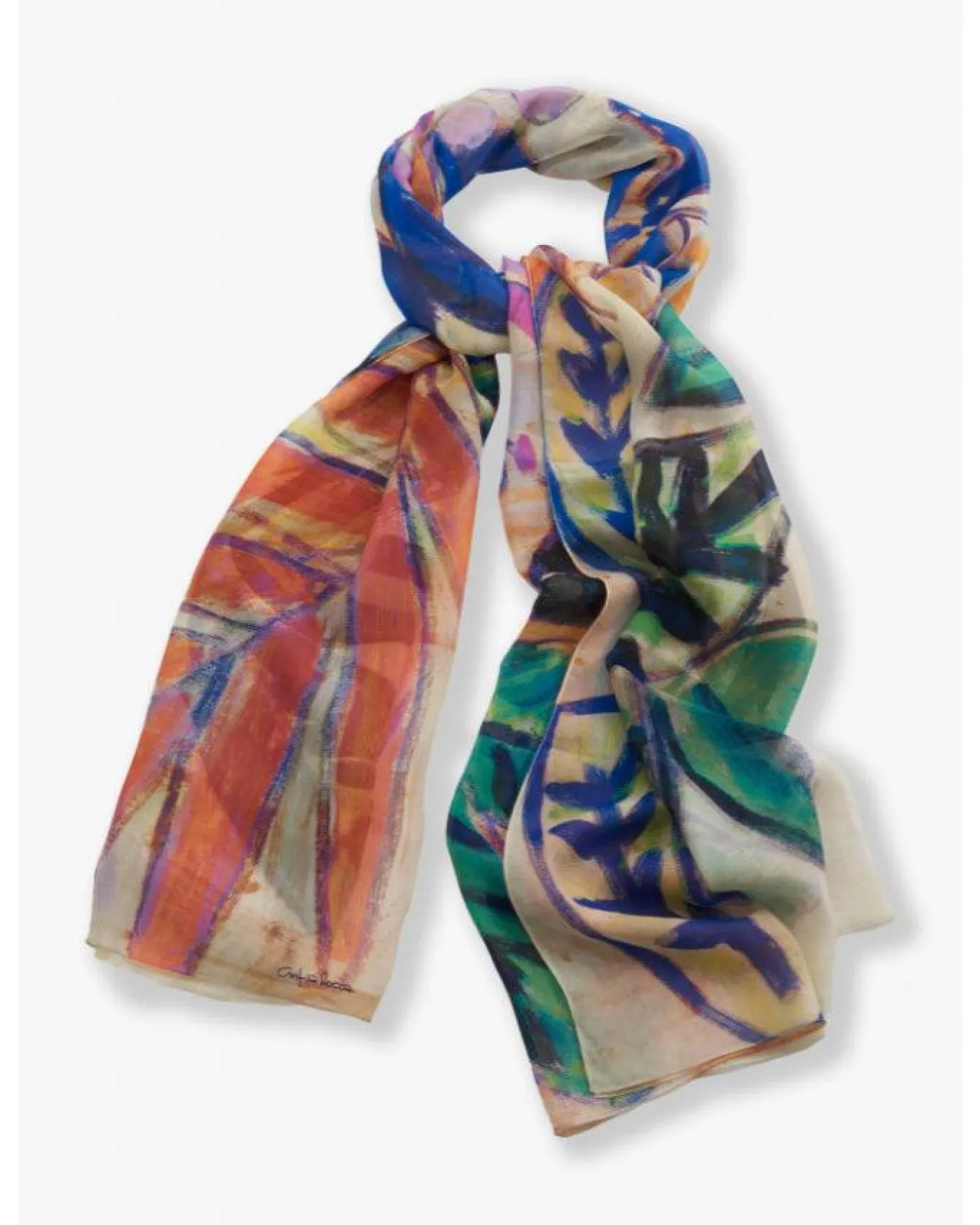 Cinzia Rocca Silk Orange Floral Maxi Scarf