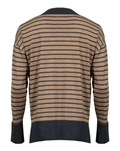 Contrast Stripe V-Neck Sweater