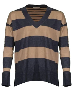 Contrast Stripe V-Neck Sweater