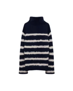 Dorothee Schumacher Fluffy Statements Stripe Zip Turtleneck