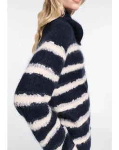 Dorothee Schumacher Fluffy Statements Stripe Zip Turtleneck