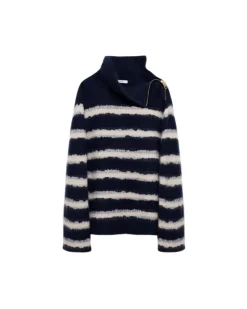 Dorothee Schumacher Fluffy Statements Stripe Zip Turtleneck