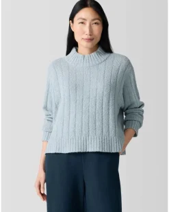Eileen Fisher Cotton Fluff Rib Turtleneck Sweater
