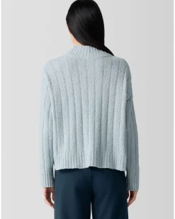 Eileen Fisher Cotton Fluff Rib Turtleneck Sweater