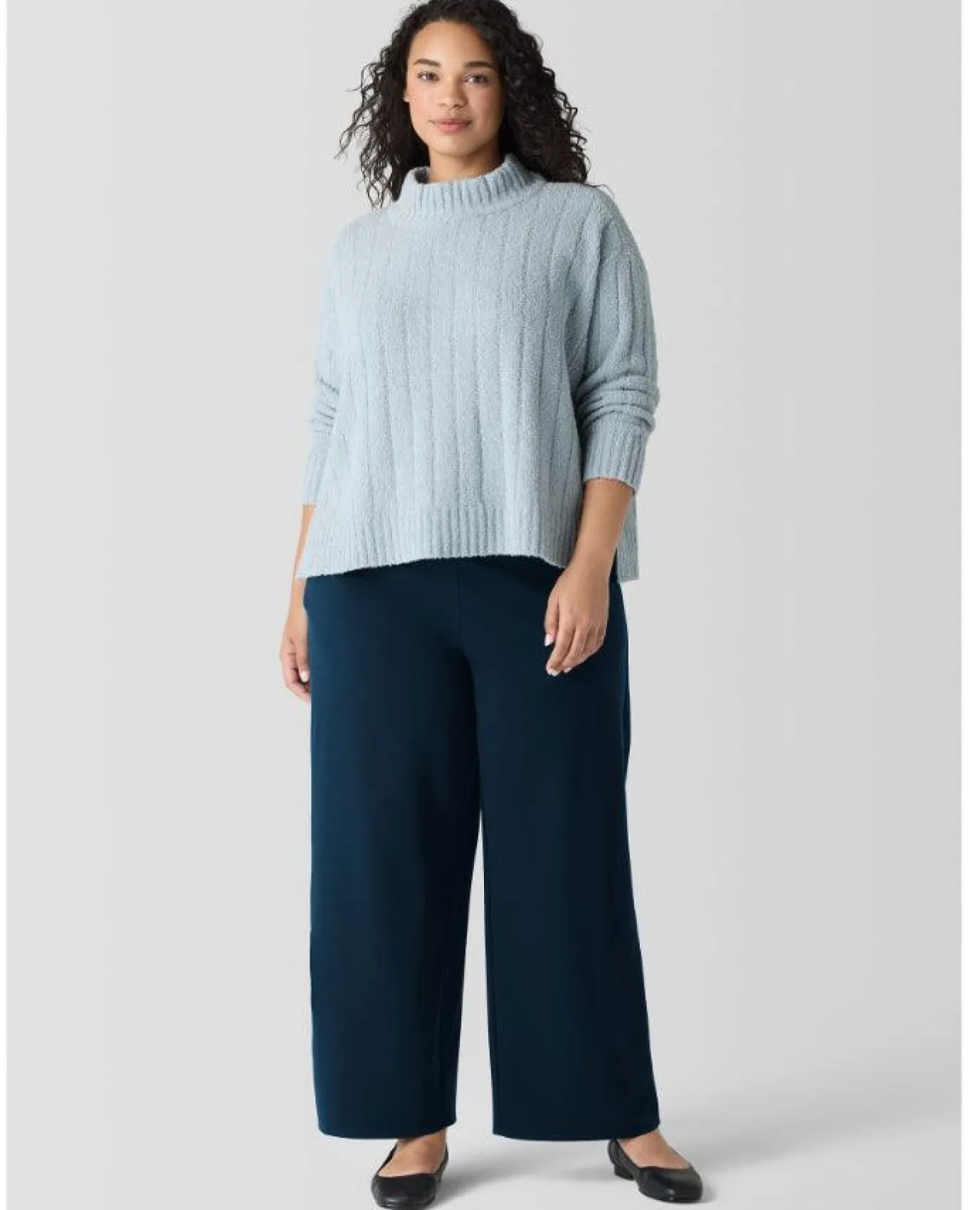 Eileen Fisher Cotton Fluff Rib Turtleneck Sweater