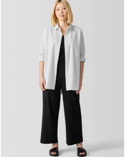 Eileen Fisher Cotton Ripple Checkered Shirt