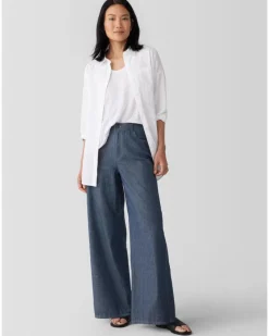 Eileen Fisher Cotton Twill Wide Leg Pant