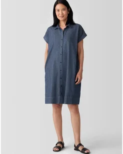 Eileen Fisher Cotton Twill Shirt Dress