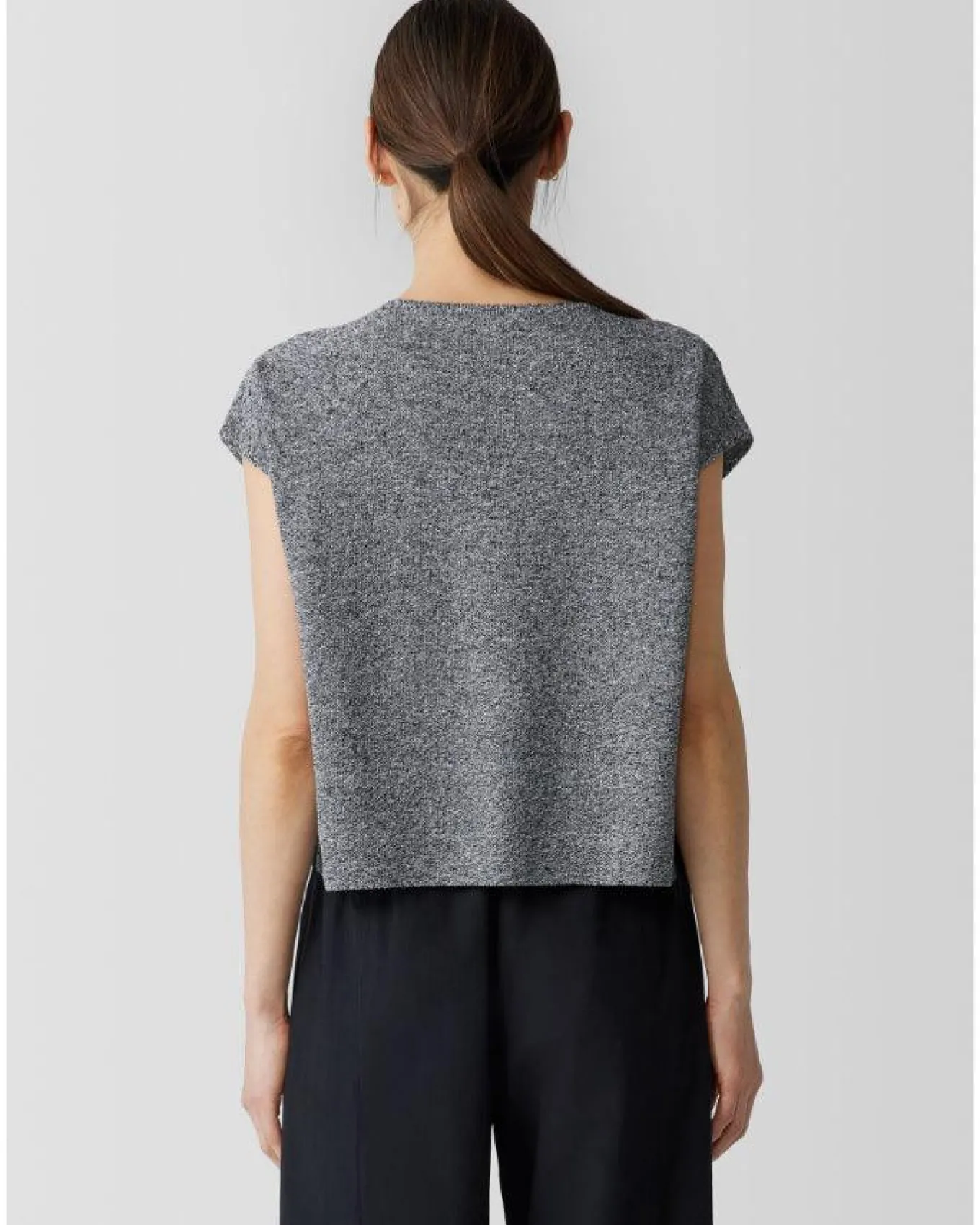 Eileen Fisher Crew Neck Box Top Black White