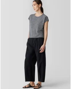 Eileen Fisher Crew Neck Box Top Black White