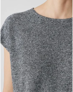 Eileen Fisher Crew Neck Box Top Black White