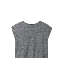 Eileen Fisher Crew Neck Box Top Black White