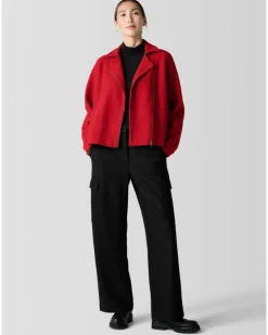 Eileen Fisher Lightweight Boiled Wool Motorcycle Jacket