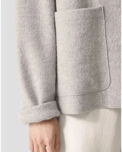 Eileen Fisher Lightweight Boiled Wool High Collar Jacket