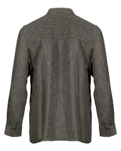 Eileen Fisher Mandarin Collar Plisse Long Shirt