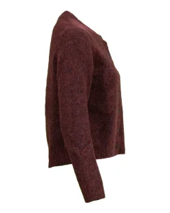 Eileen Fisher Mohair Plush Melange Crew Neck Cardigan