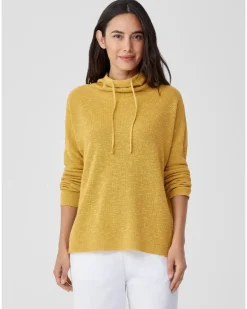 Eileen Fisher Organic Linen Cotton Slub Funnel Neck Top