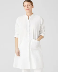 Eileen Fisher Organic Linen Mandarin Collar Dress