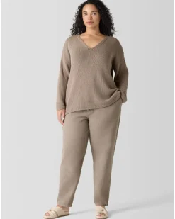 Eileen Fisher Peruvian Organic Cotton Cord Jersey V-Neck Sweater