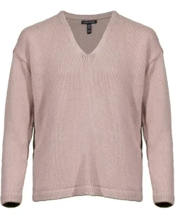 Eileen Fisher Peruvian Organic Cotton Cord Jersey V-Neck Sweater