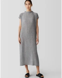 Eileen Fisher Plisse Funnel Neck Dress