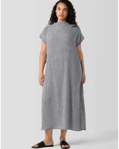 Eileen Fisher Plisse Funnel Neck Dress
