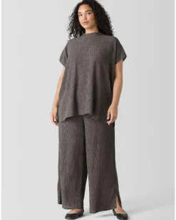 Eileen Fisher Plisse Wide Leg Ankle Pant