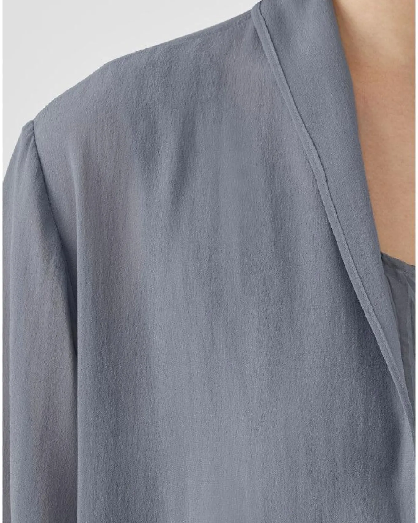 Eileen Fisher Sheer Silk High Collar Long Jacket