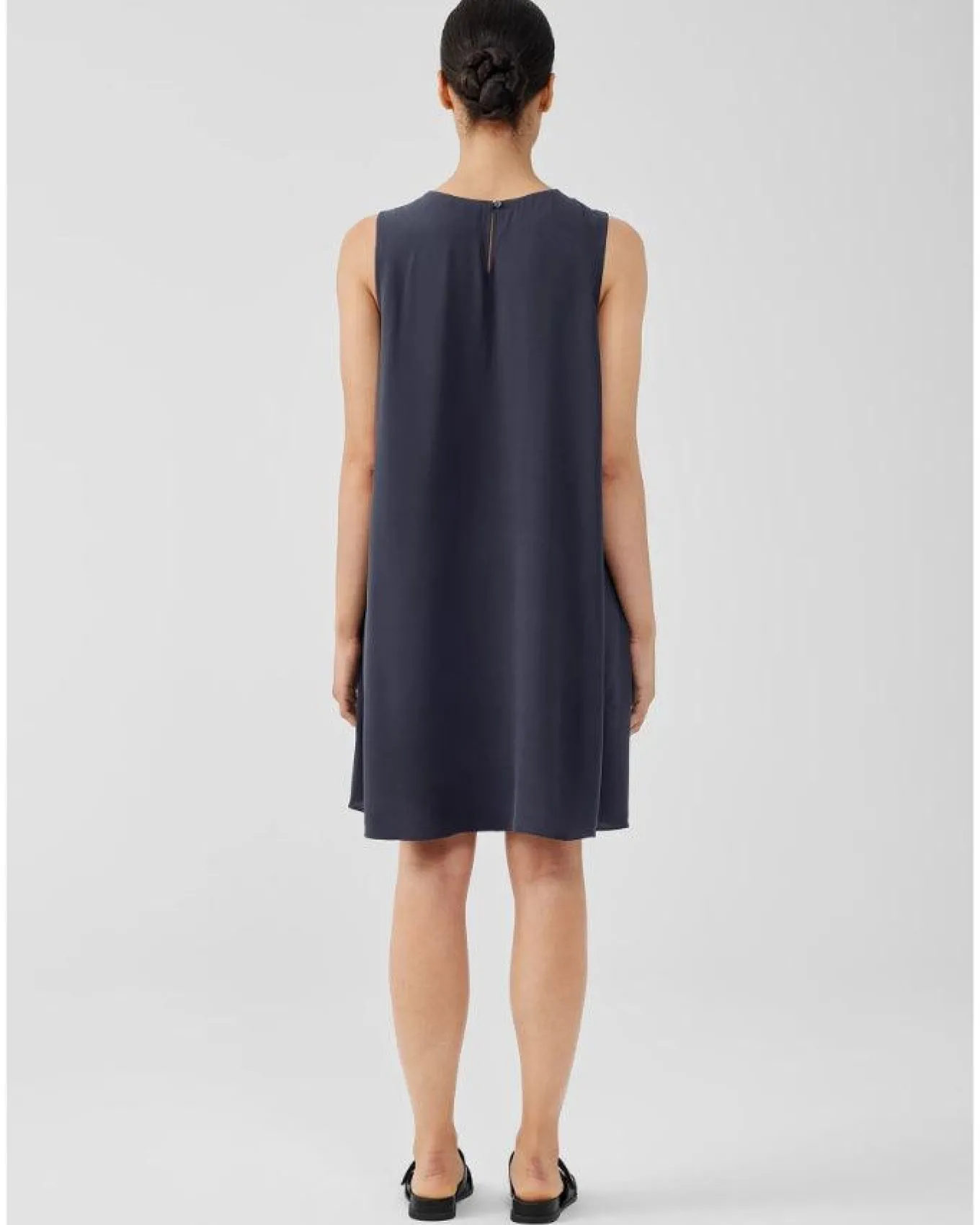 Eileen Fisher Silk Georgette Crepe Sleeveless Dress