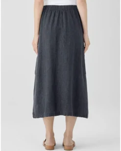 Eileen Fisher Washed Organic Linen Délavé Cargo Skirt