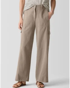 Eileen Fisher Wide Leg Cotton Utility Cargo Pant