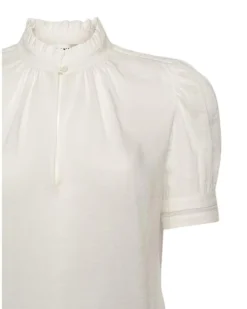 Frame Ruffle Collar Inset Lace Top