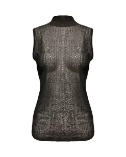 Frame Textured Pattern Mesh Tank Top