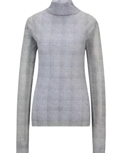 Hugo Boss Emata Plaid Tulle Turtleneck