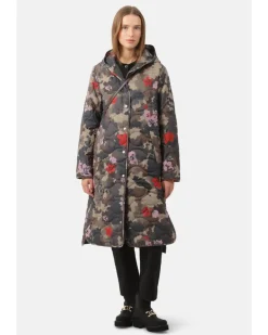 Ilse Jacobsen Long Quilted Hooded Print Coat