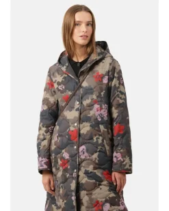Ilse Jacobsen Long Quilted Hooded Print Coat