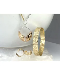 Karyn Chopik Gold Textured Grecian Hoop Earrings