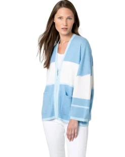 Kinross Cashmere Color Block Zip Cardigan