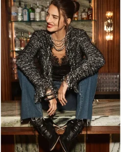 L'Agence Azure Knit Cardigan Blazer