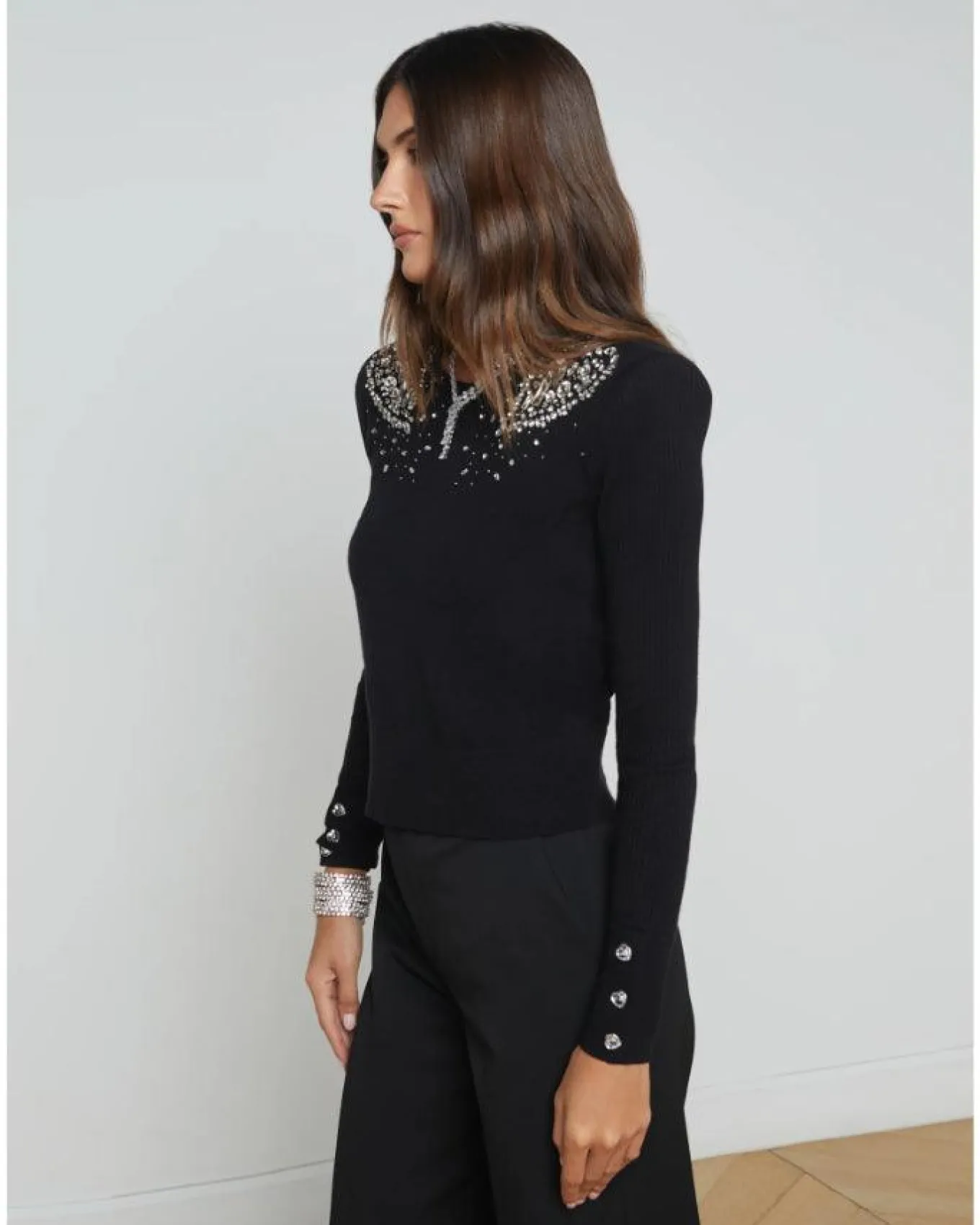 L'Agence Cesca Crystal Heart Pullover