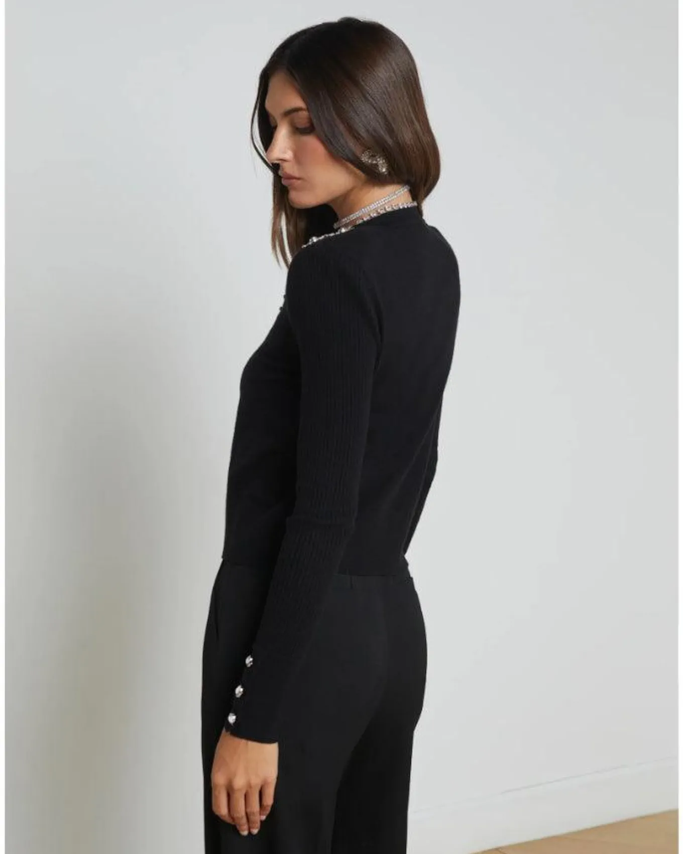 L'Agence Cesca Crystal Heart Pullover