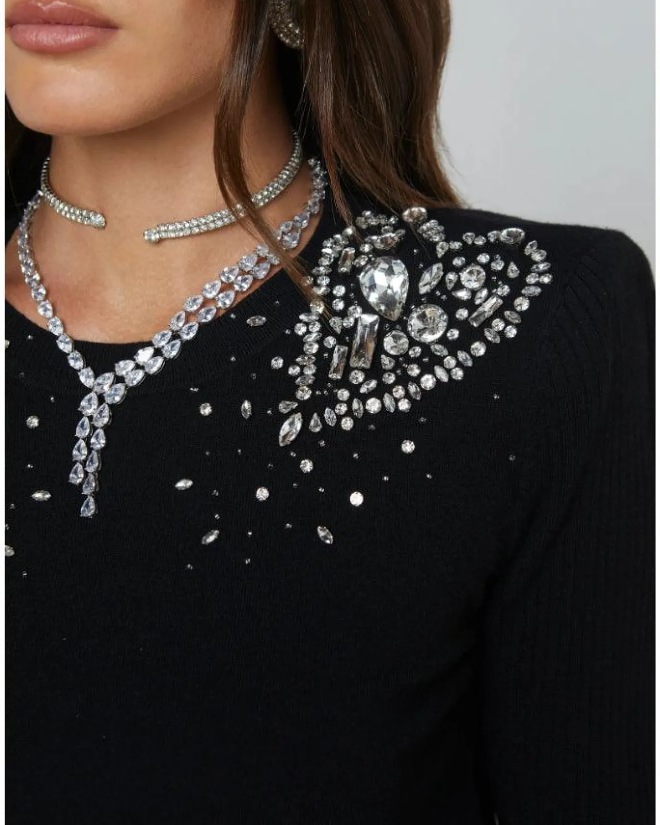 L'Agence Cesca Crystal Heart Pullover