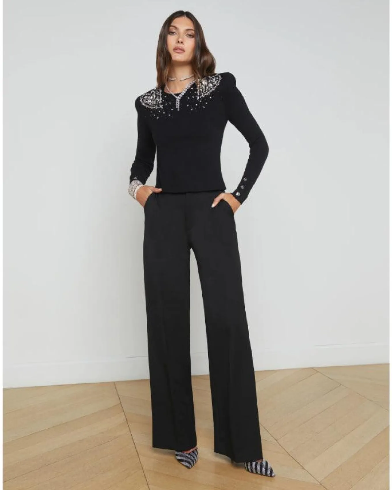 L'Agence Cesca Crystal Heart Pullover