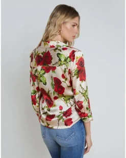 L'Agence Dani 3/4 Sleeve Romantic Rose Blouse