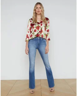 L'Agence Dani 3/4 Sleeve Romantic Rose Blouse