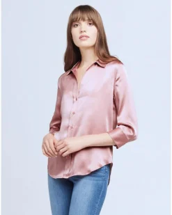 L'Agence Dani 3/4 Sleeve Silk Blouse